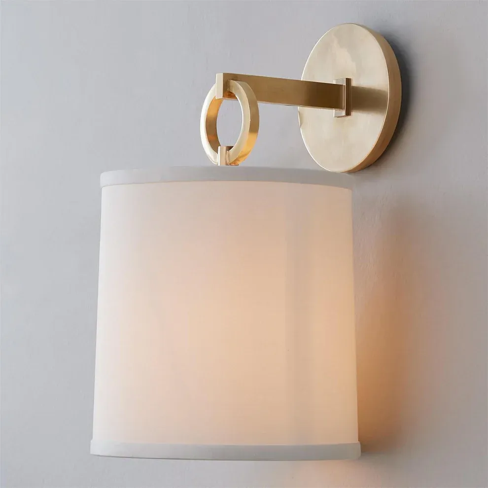 Wall Lamp Brass Fabric Shade Classic Bedroom Living Room | Las Sola