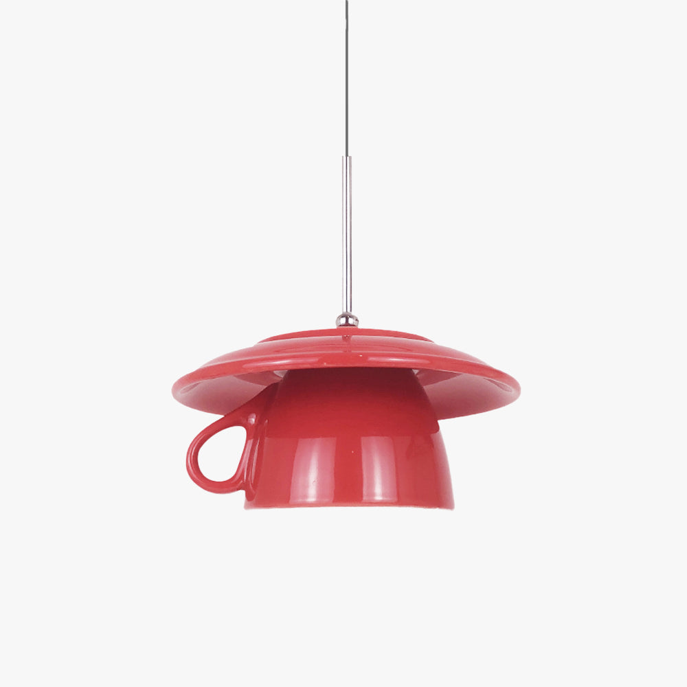 Red Hailie Modern Cup Ceramic Pendant Light