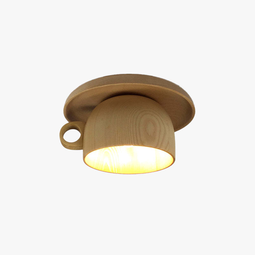 Cairns Modern Wood Cup Flush Mount Ceiling Light