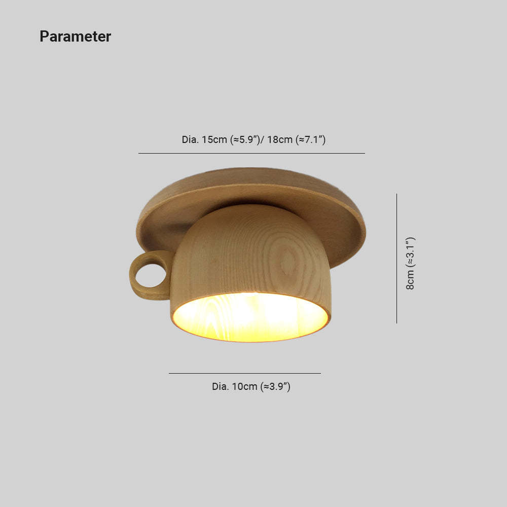 Cairns Wood Cup Flush Mount Ceiling Light - Dimensions