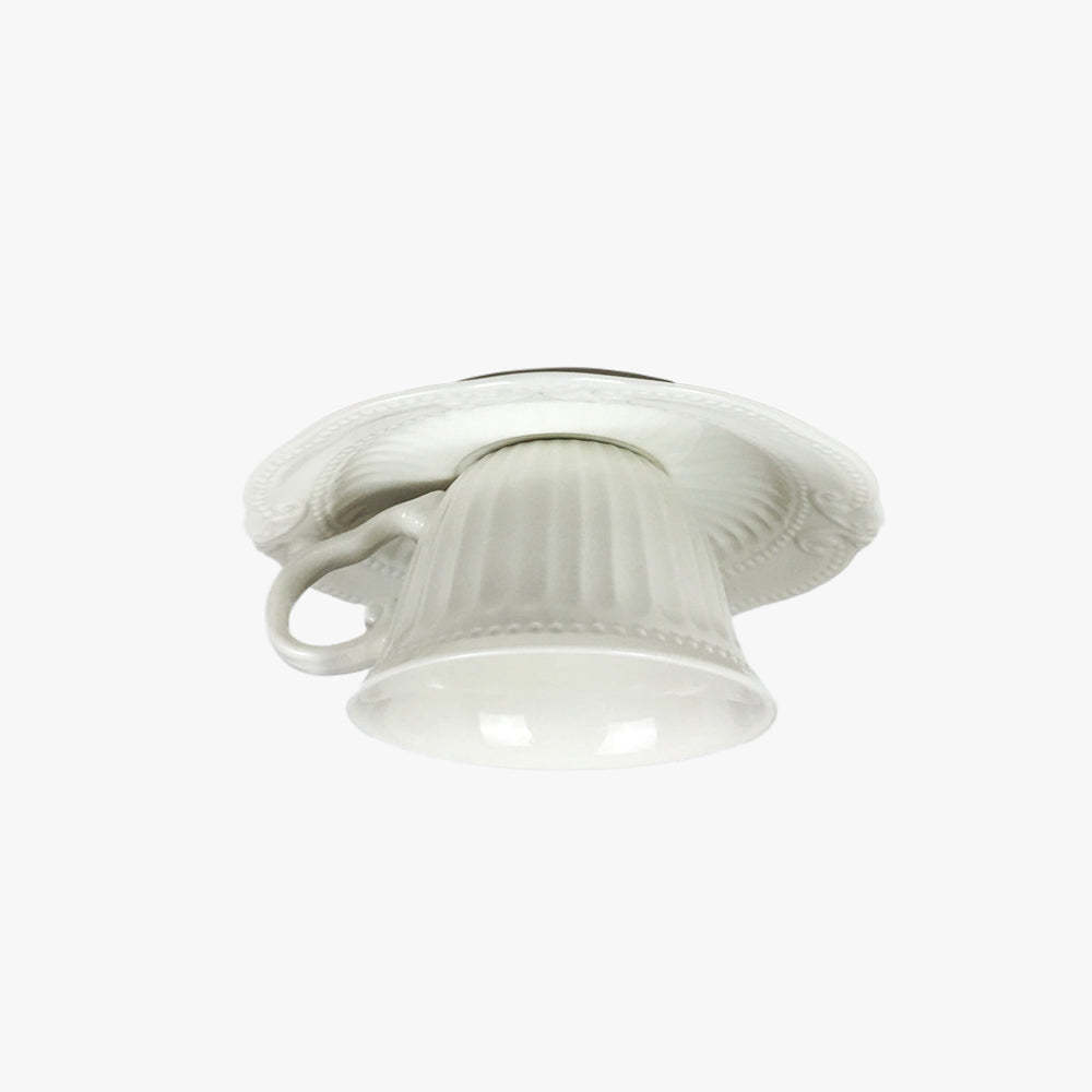 Cairns Modern Cup Ceramic Flush Mount Ceiling Light, White Tea Cup Design