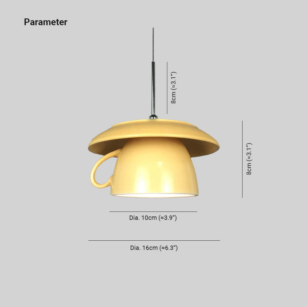 Hailie Pop Art Cup Pendant Light - Dimensions