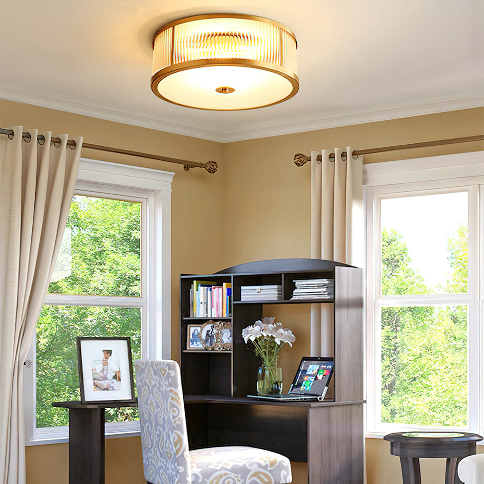 Alessio Modern Round Metal Glass Ceiling Lamp Dining Room Bedroom