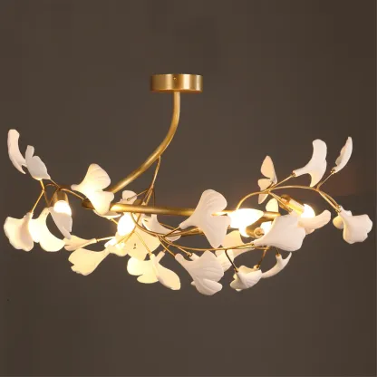 Olivia Gingko Brass Ceramics Ceiling Lamp Bedroom  Dining Room