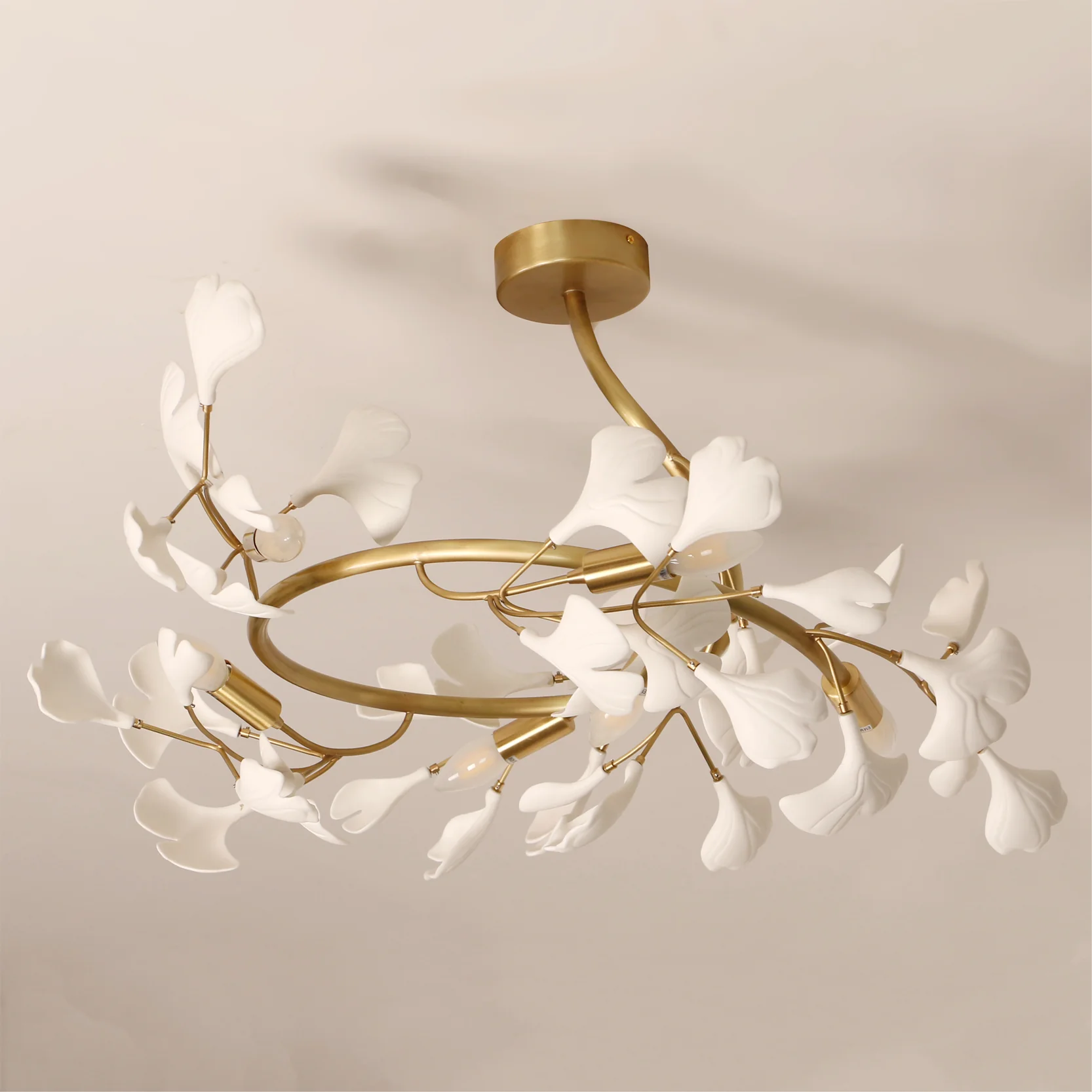 Olivia Gingko Brass Ceramics Ceiling Lamp Bedroom  Dining Room