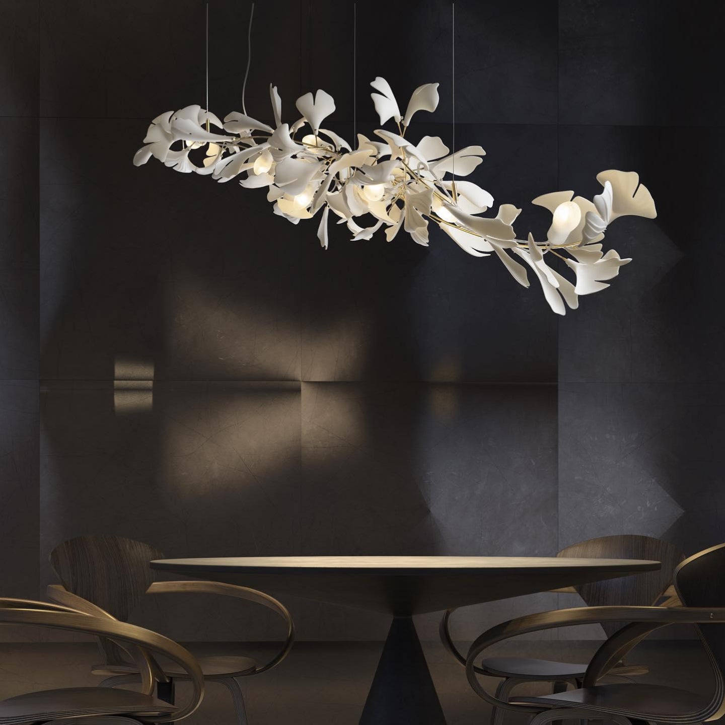 Olivia CeraFall Modern Art Deco Organic Chandelier Metal Ceramics