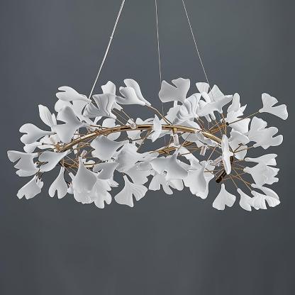 Olivia GinkLuxe Chandelier: White ceramic leaves