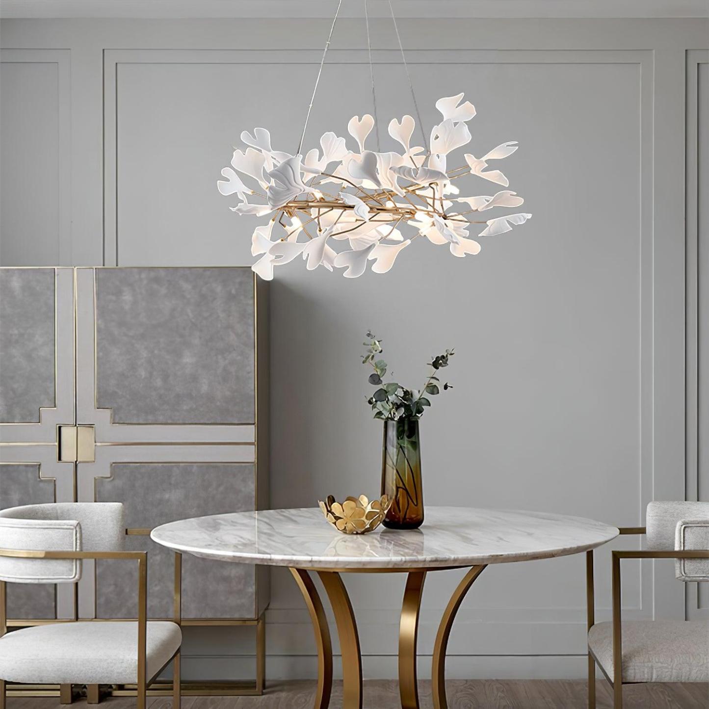 Olivia GinkLuxe chandelier in modern dining room