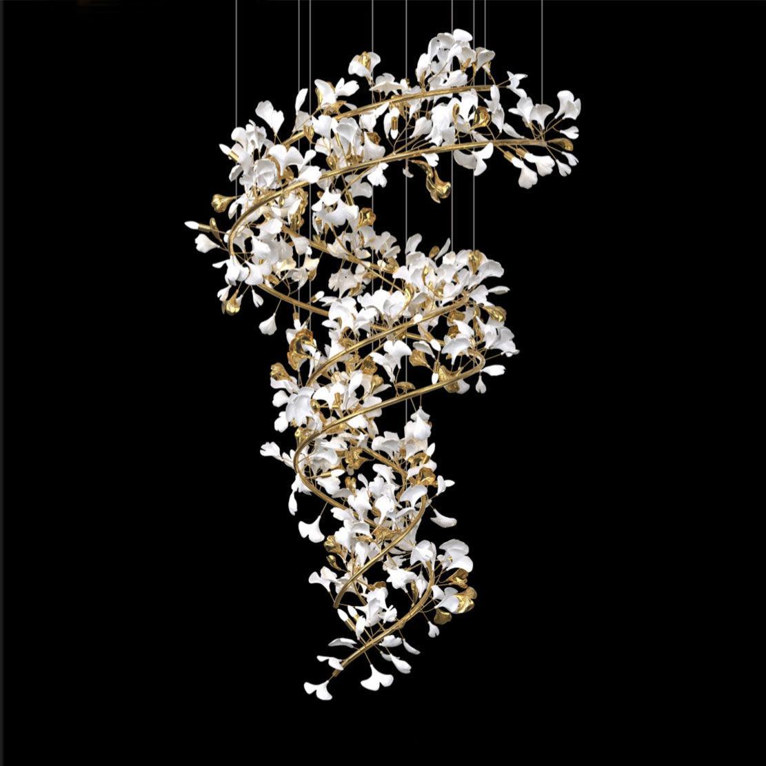 Olivia Chandelier with floral design, gold accents