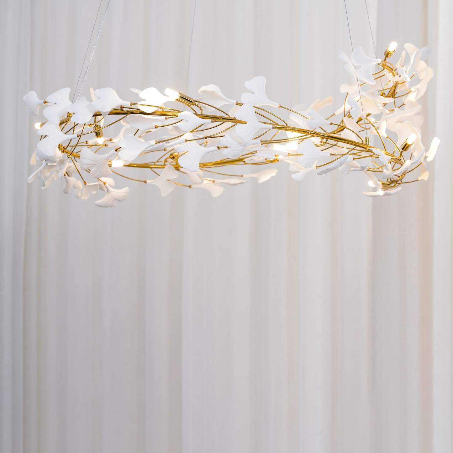 Olivia GinkLuxe Chandelier, Modern gold and white design