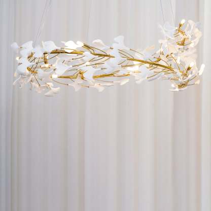 Olivia GinkLuxe Chandelier, Modern gold and white design