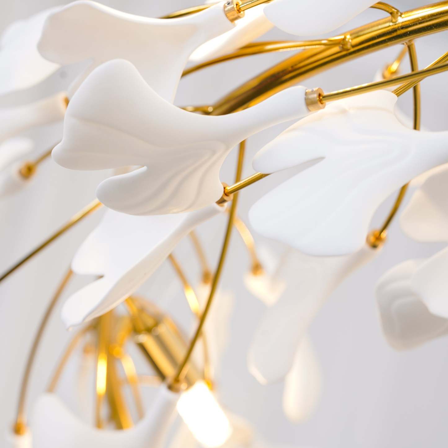Olivia GinkLuxe Chandelier - White ceramic leaf detail