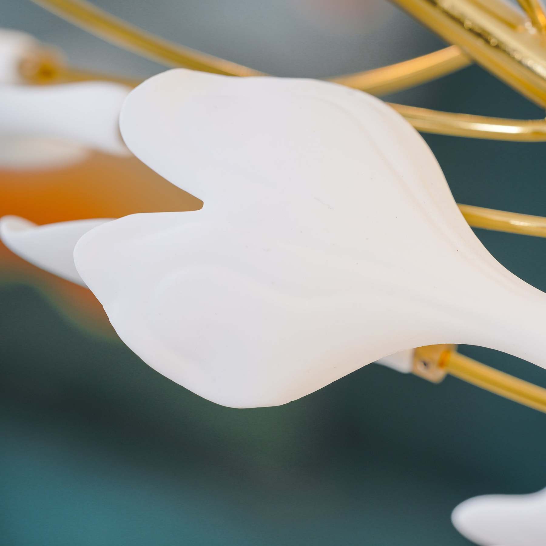 Olivia GinkLuxe Chandelier - White ceramic leaf detail