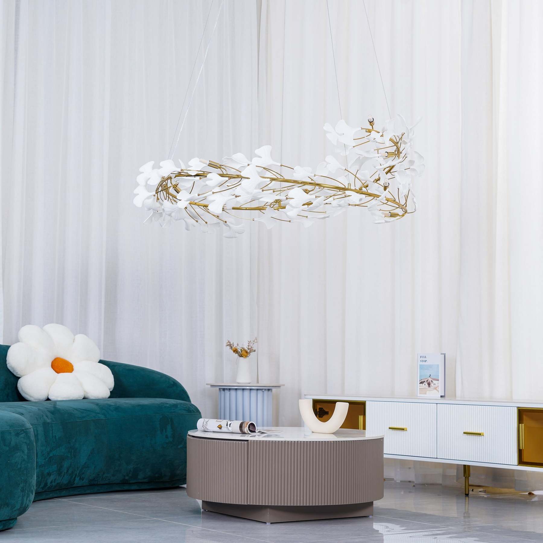 Olivia GinkLuxe Chandelier in modern living room setting
