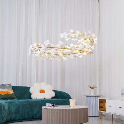Olivia GinkLuxe Chandelier in a Living Room Setting