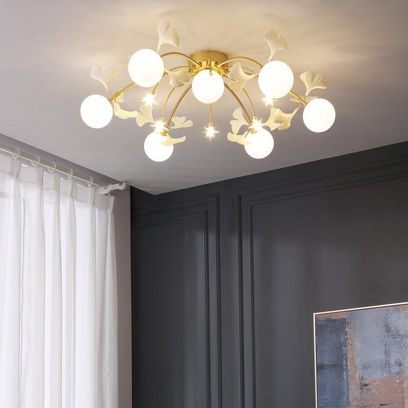 Olivia Nordic Flush Mount Ceiling Light, ginkgo leaf detail