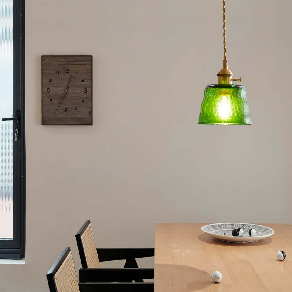 Hailie Green Glass Pendant Light in a dining room setting