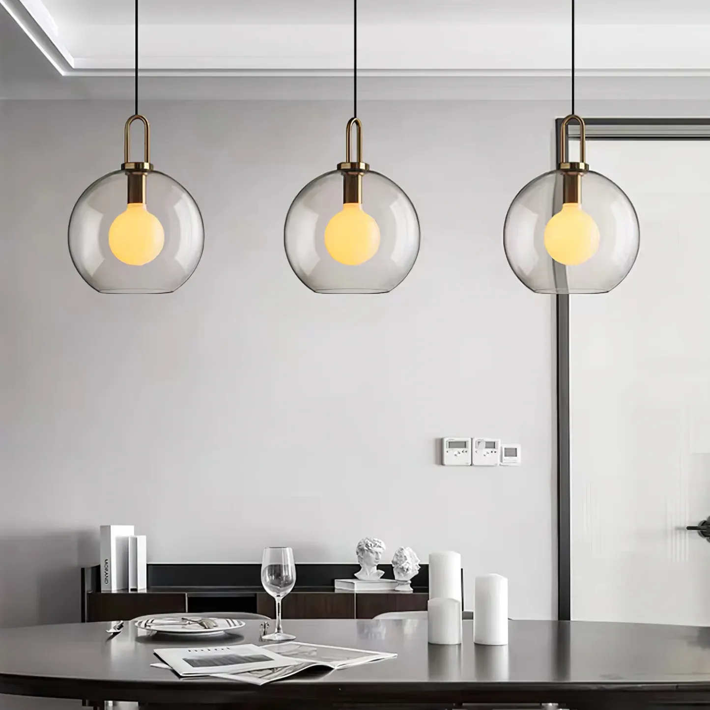 Hailie Modern Round Glass Pendant Light Bedroom Hallway Living Room