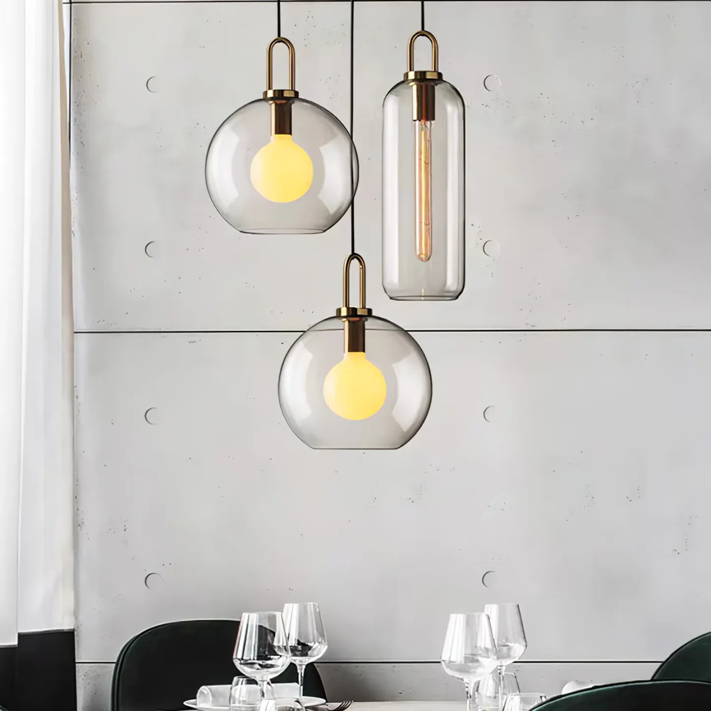 Hailie Modern Round Glass Pendant Light Bedroom Hallway Living Room