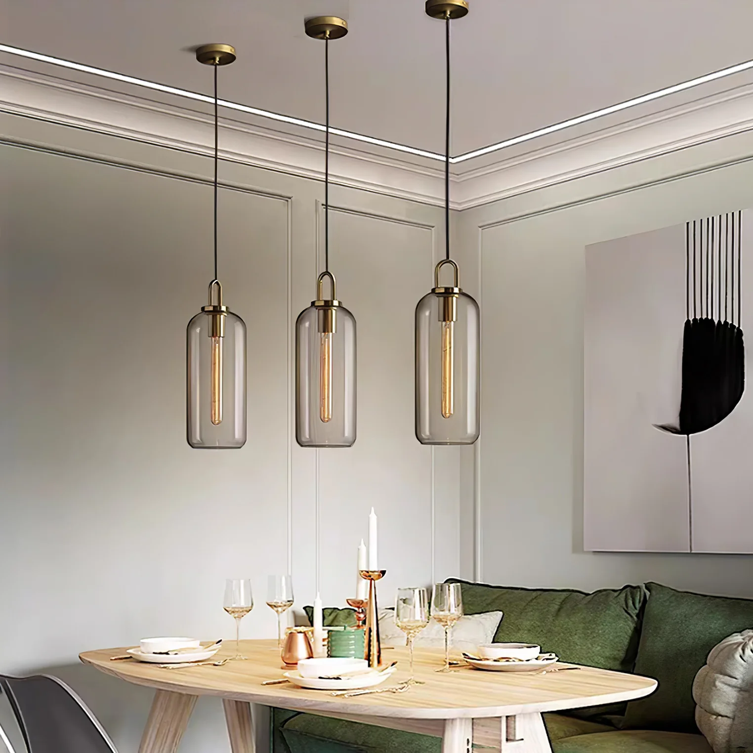Hailie Modern Round Glass Pendant Light Bedroom Hallway Living Room