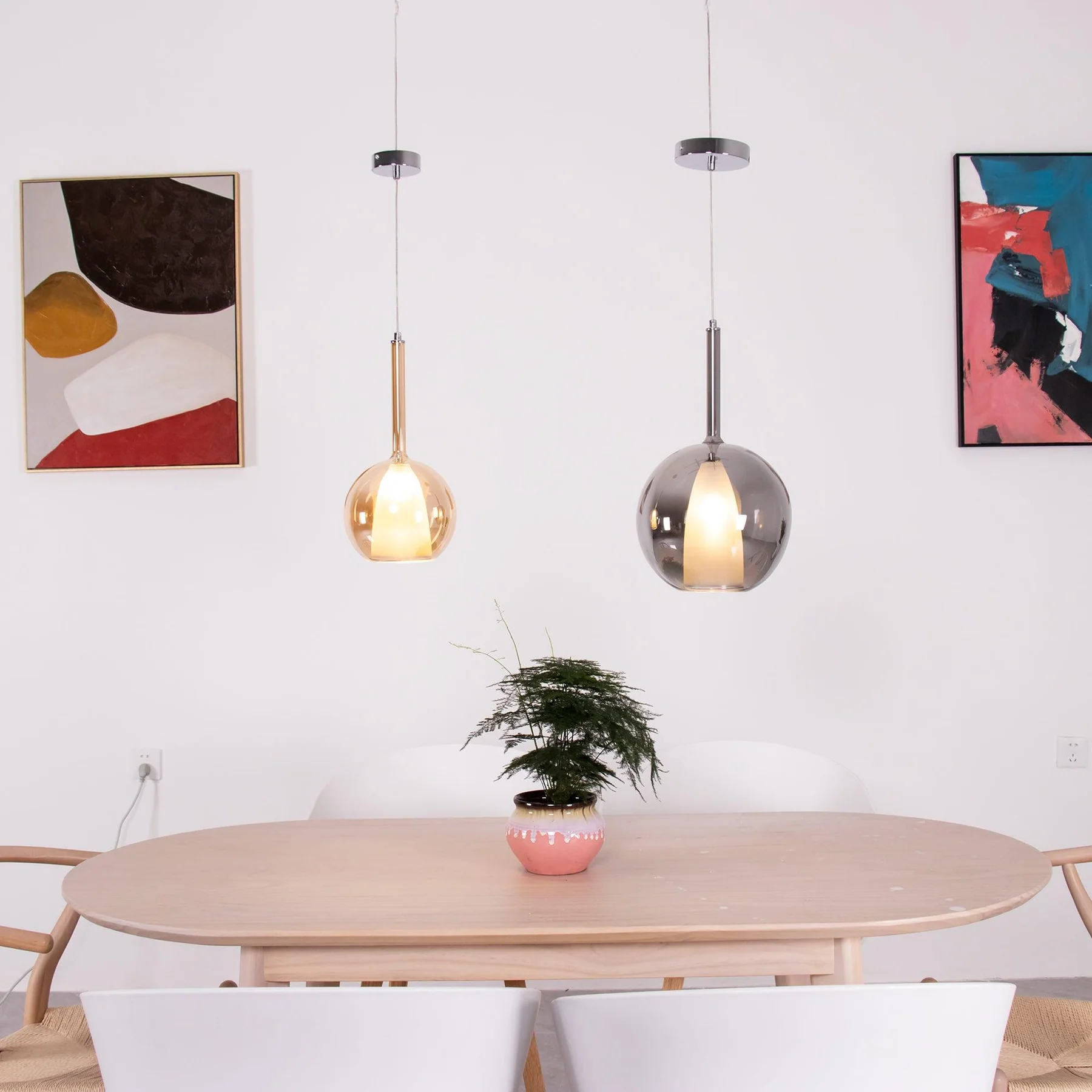 Hailie Modern Round Glass Pendant Light Bedroom Living Room