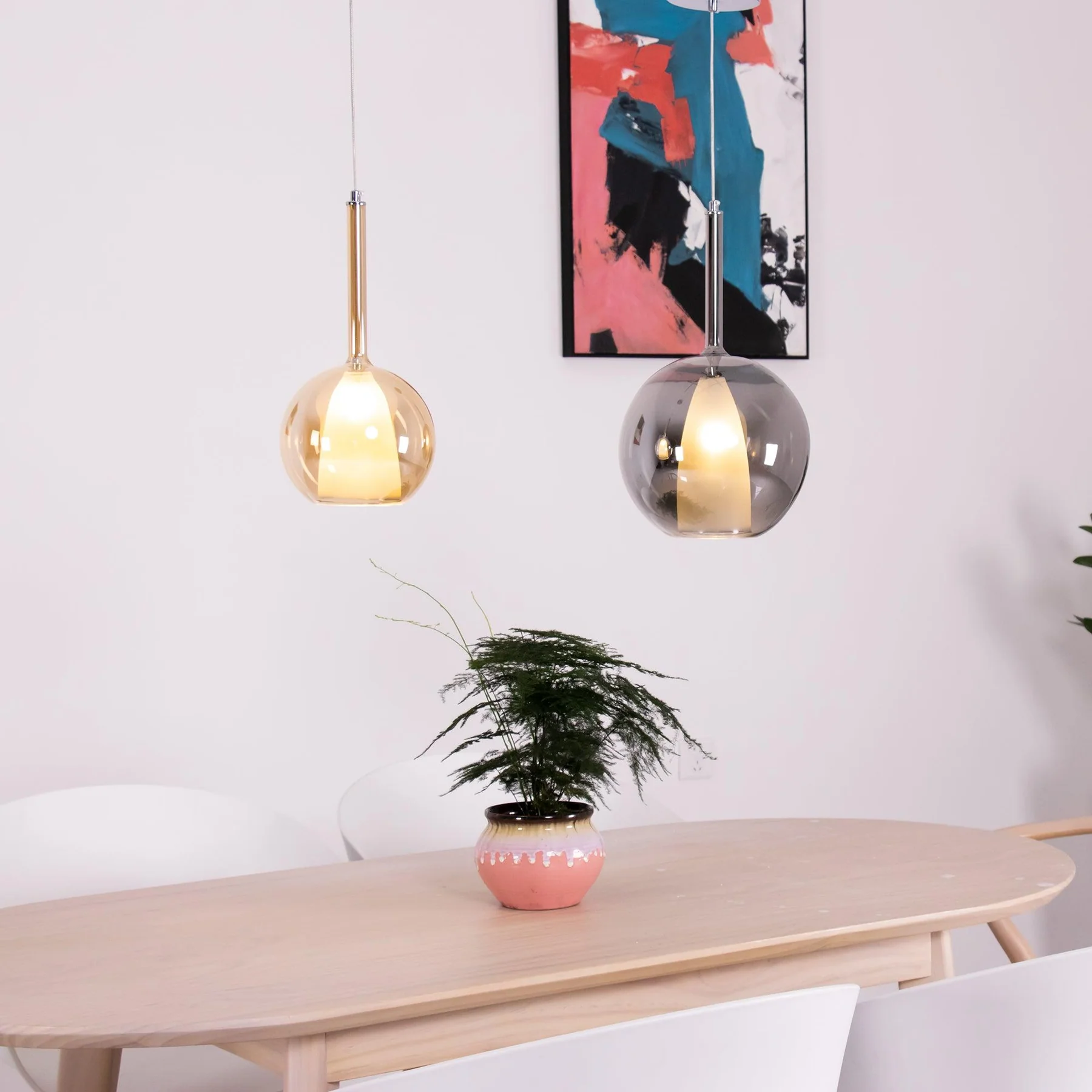 Hailie Modern Round Glass Pendant Light Bedroom Living Room