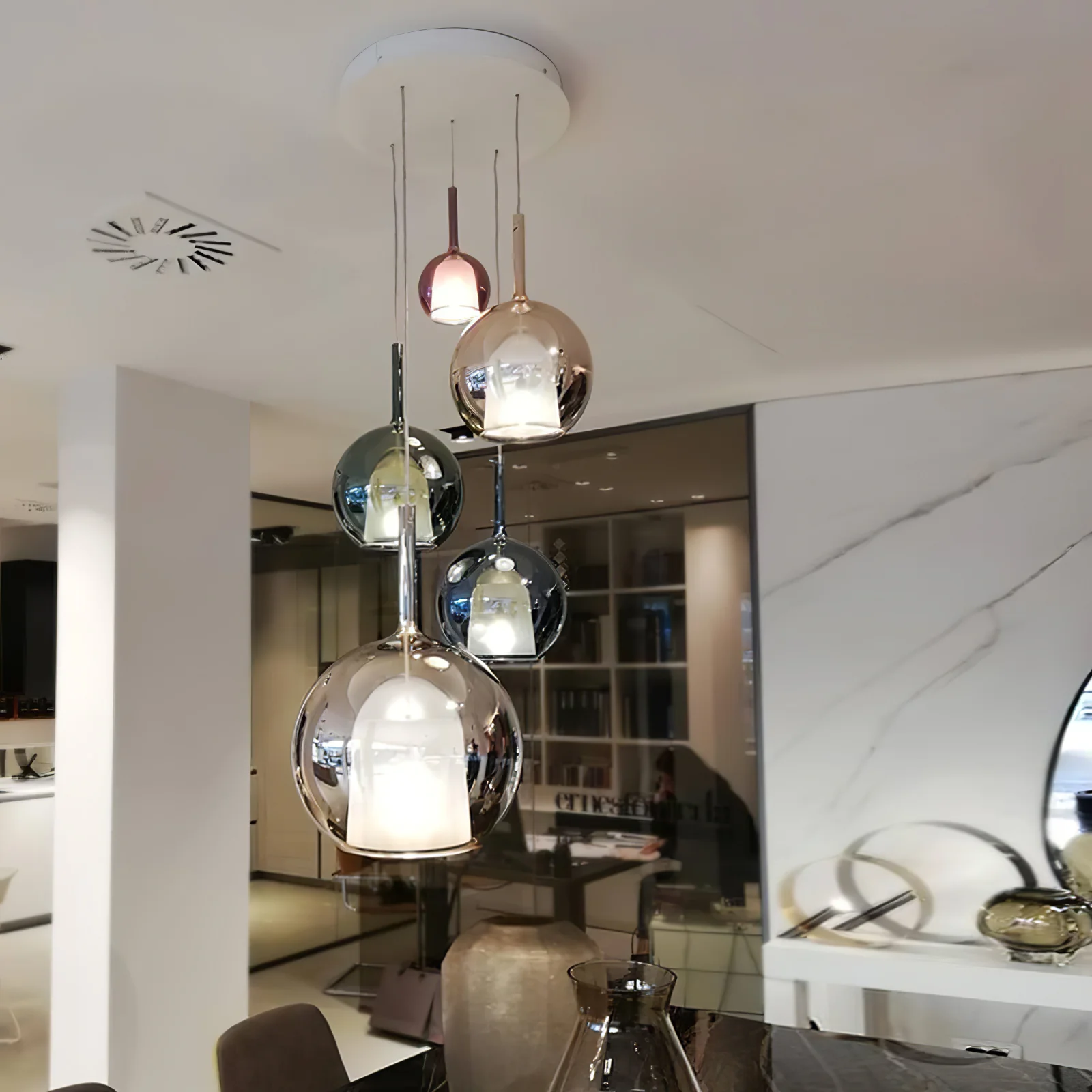 Hailie Modern Round Glass Pendant Light Bedroom Living Room