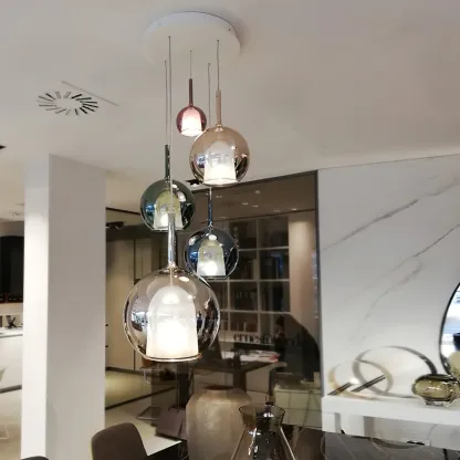 Hailie Modern Round Glass Pendant Light Bedroom Living Room