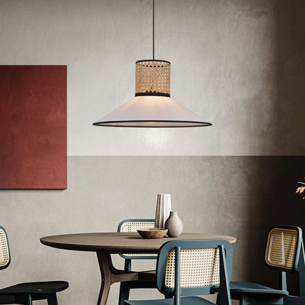 Ritta Pendant Light - Rattan & Fabric Design