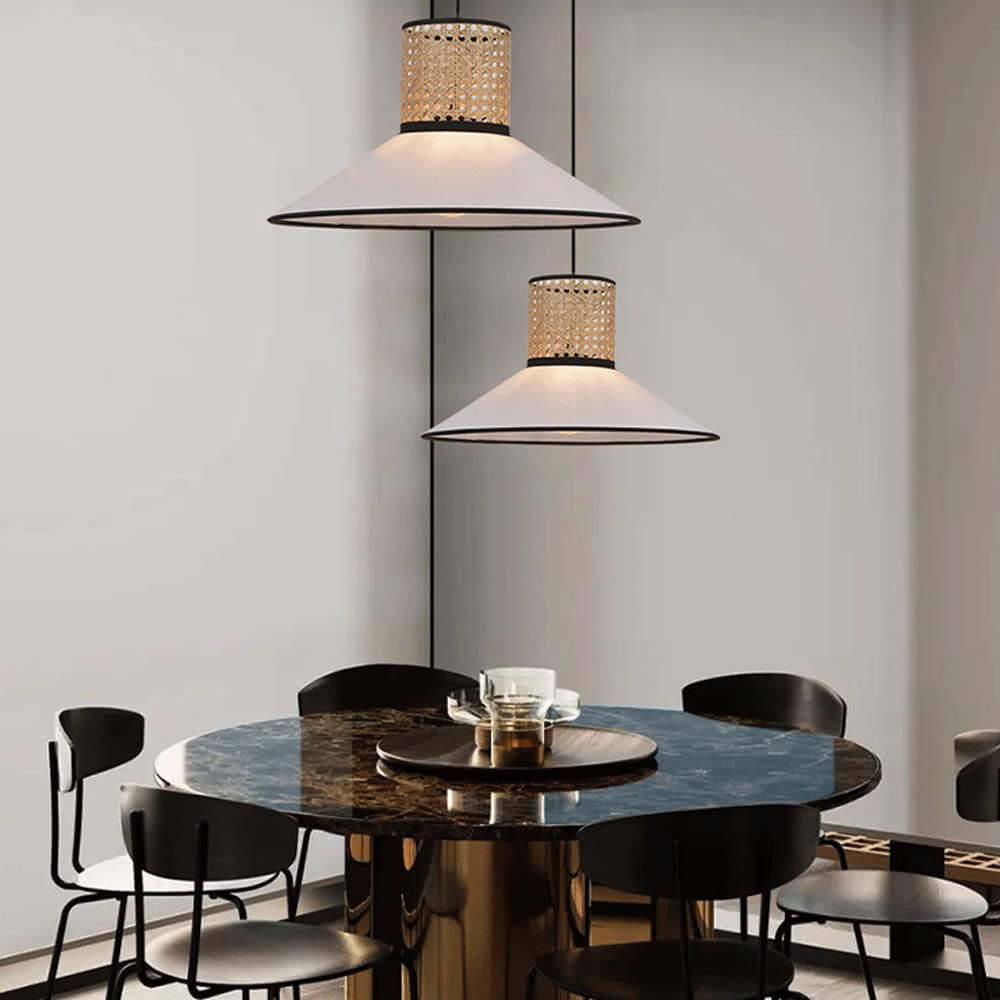 Ritta Rattan Pendant Lights over Dining Table