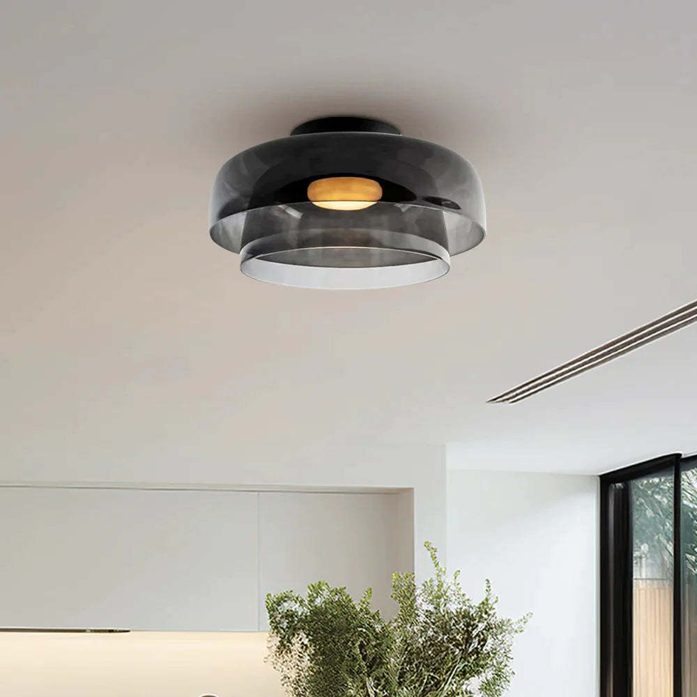 Modern Morandi ceiling light fixture, glass and metal