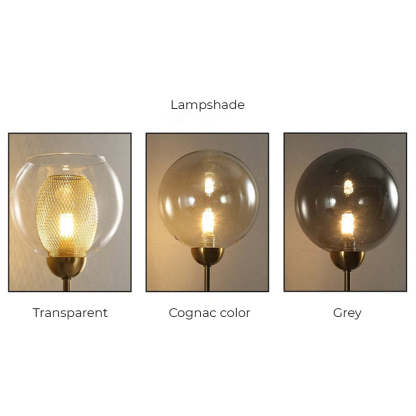 Valentina Chandelier lampshade color options: transparent, cognac, grey