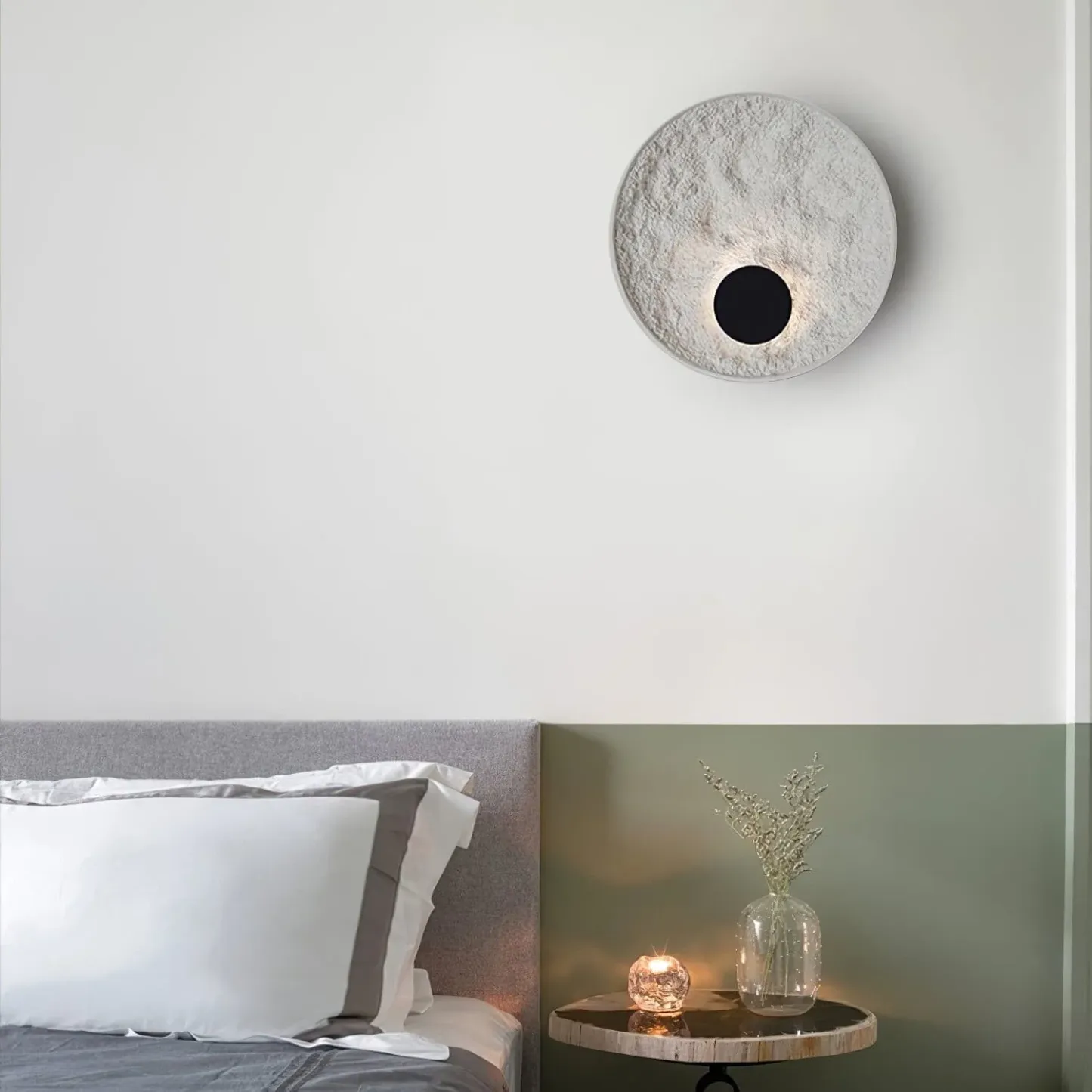 Byers modern LED resin wall lamp in a bedroom setting