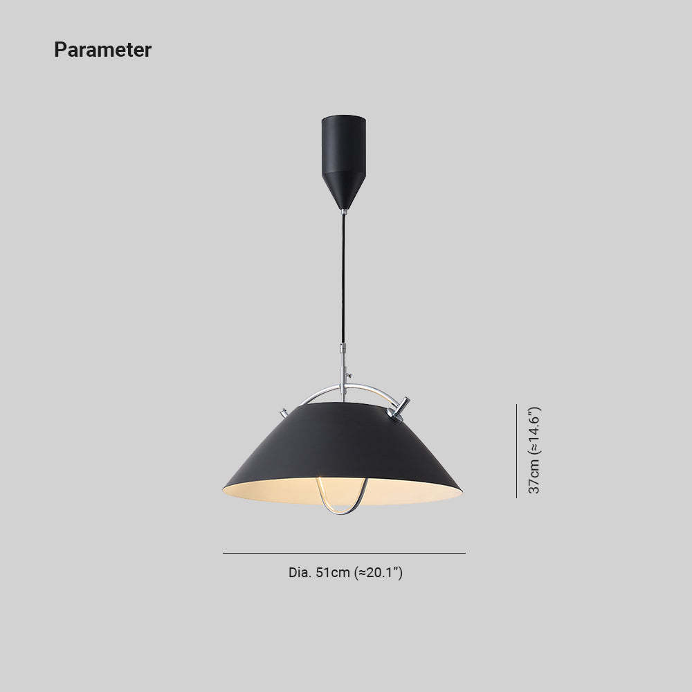 Cairns Nordic Pendant Light - Black, Dimensions Shown