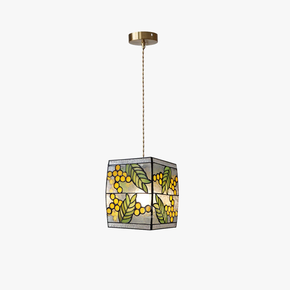 Eryn Vintage Pendant Light with yellow fruit and green leaves design