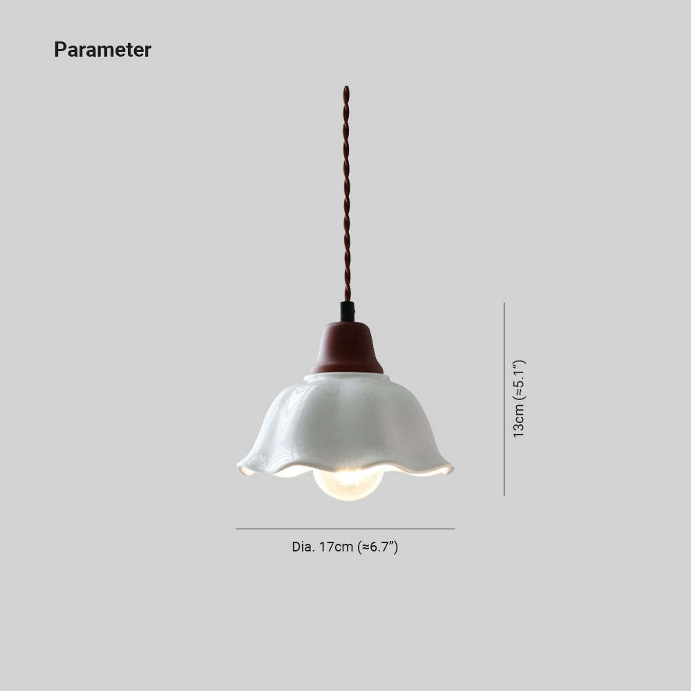 Alessio Flower Pendant Light dimensions, White Ceramic shade