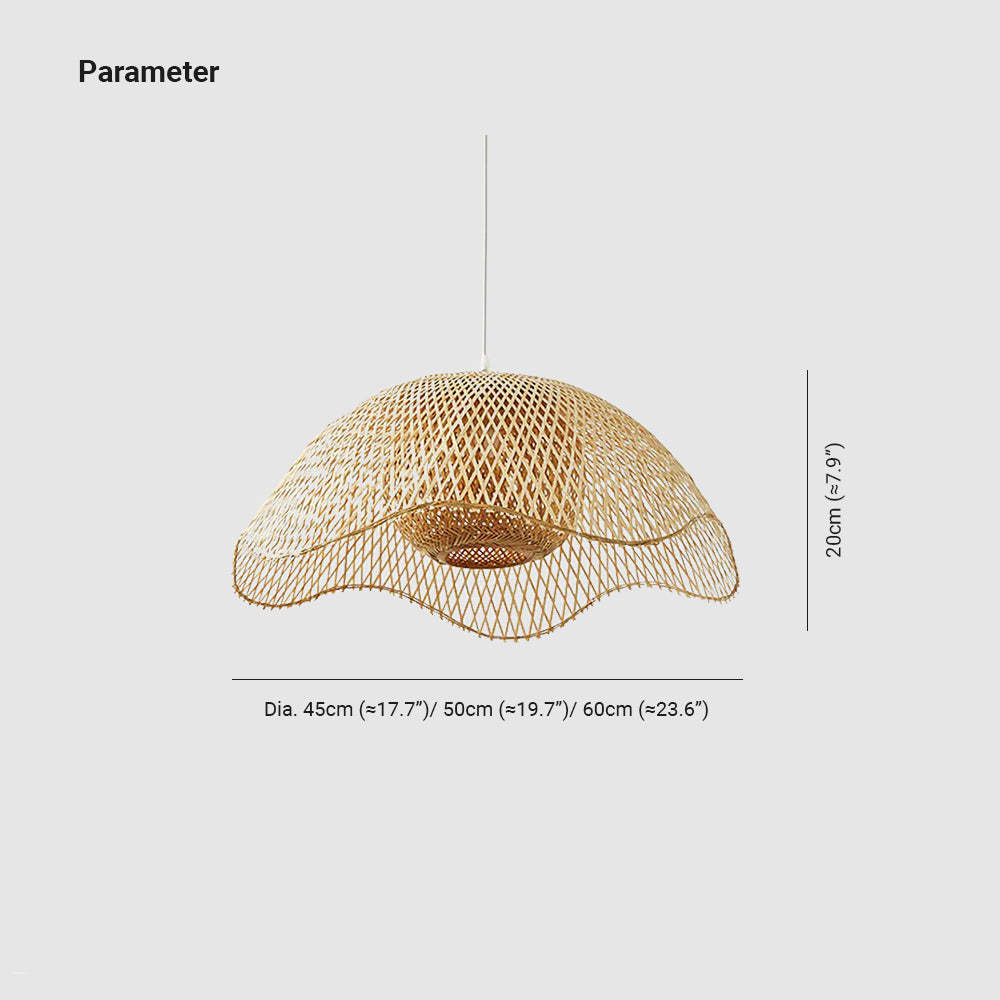 Muto Woven Wicker Pendant Light - Dimensions