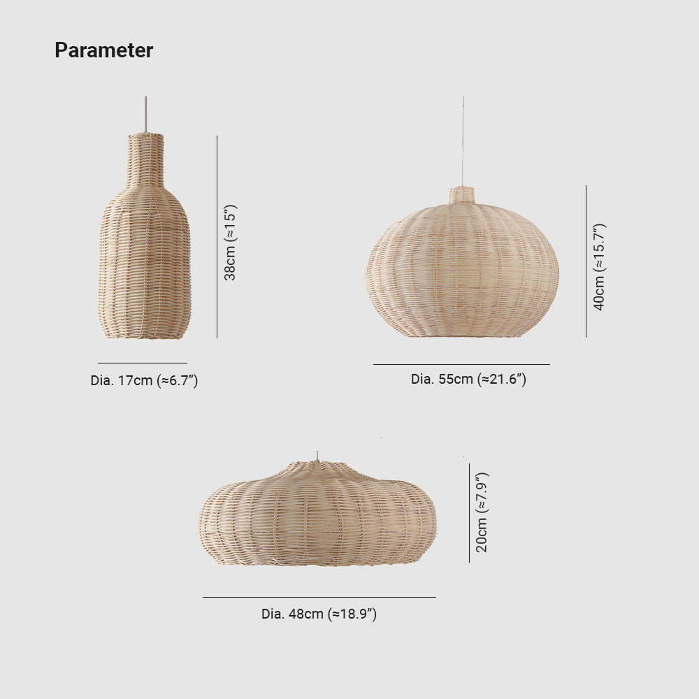 Muto Rattan Pendant Light Dimensions