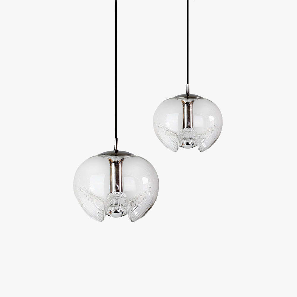 Hailie Modern Wave Metal Glass Pendant Light for Bedroom
