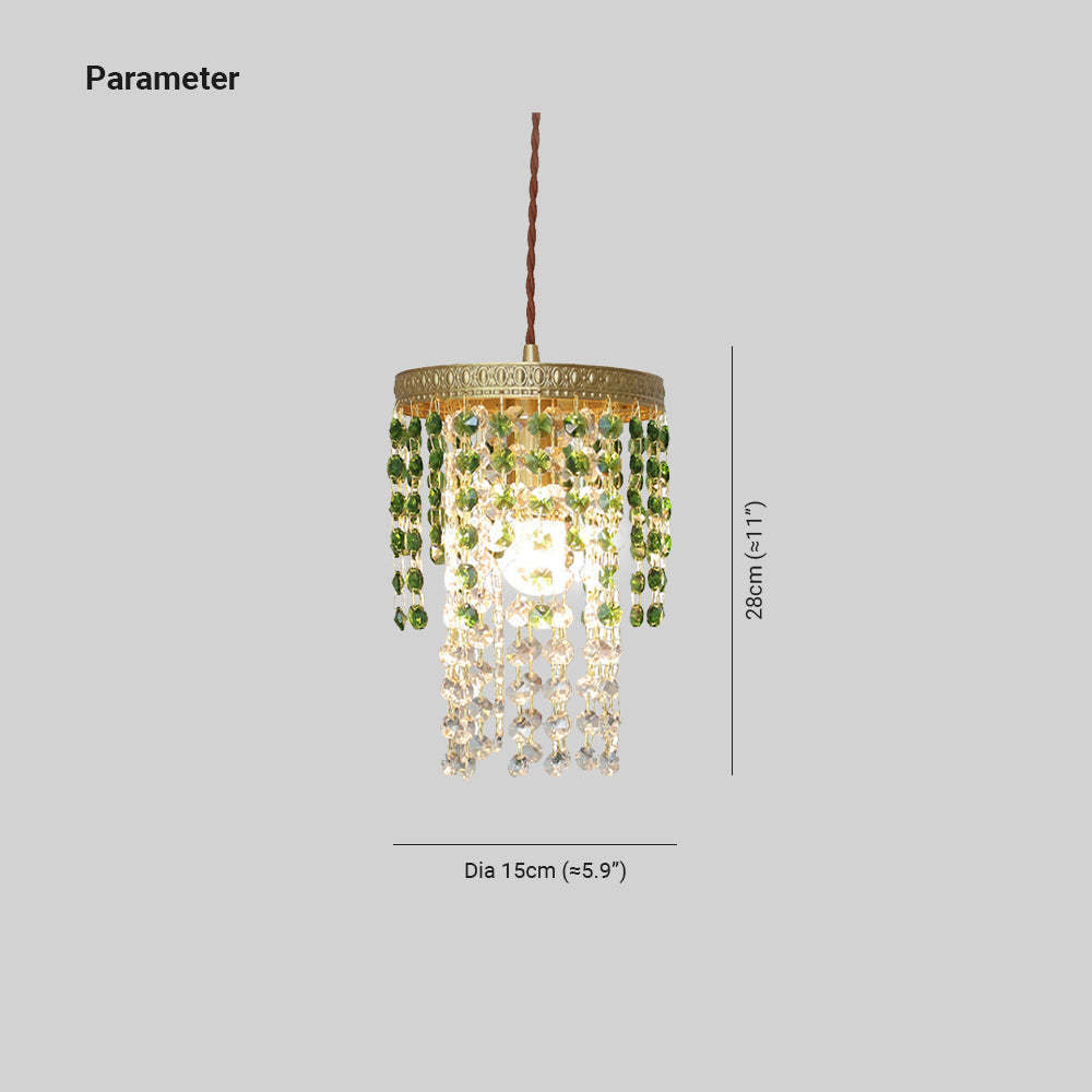 Kristy Pendant Light with green crystal, 28cm