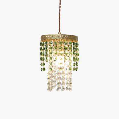 Kristy Vintage Crystal Pendant Light, green shade, bedroom lighting