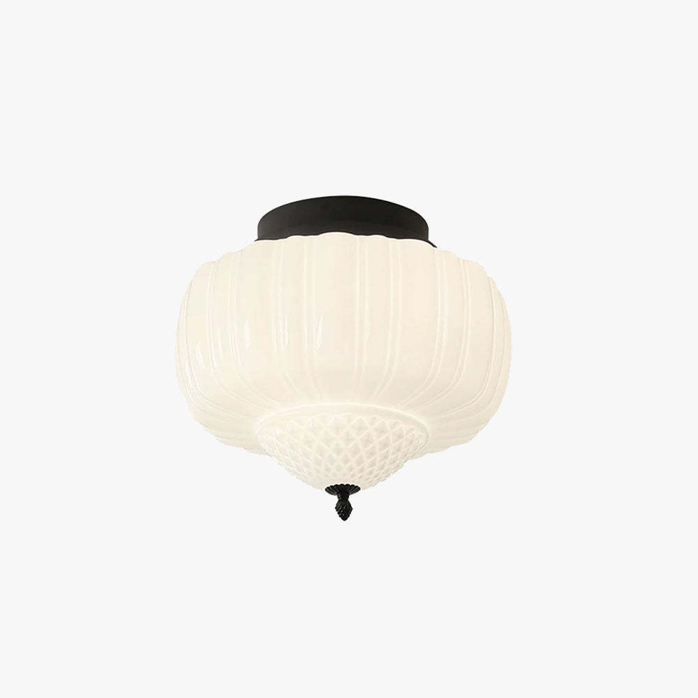 Modern Flush Mount Ceiling Light - White Glass