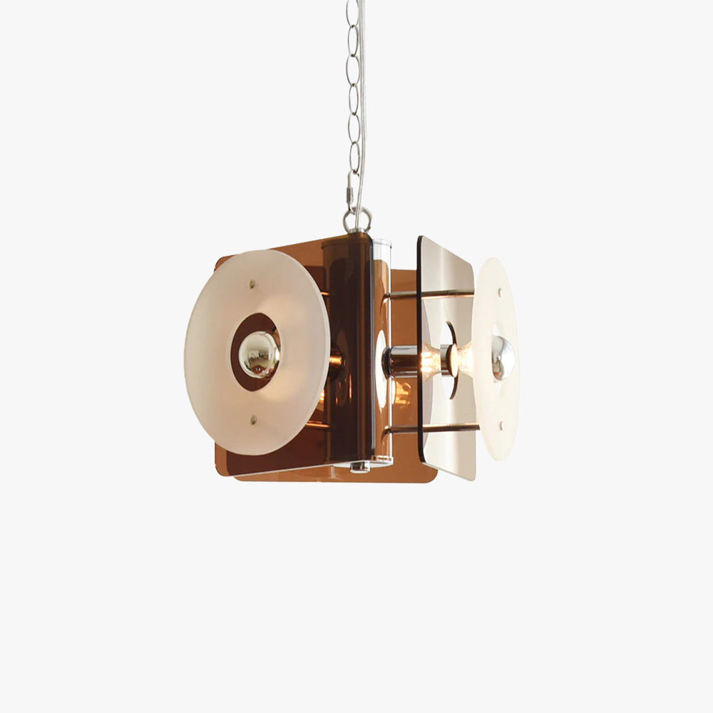 Hailie Design Pendant Light, Brown+White Glass, Dining Room Lighting