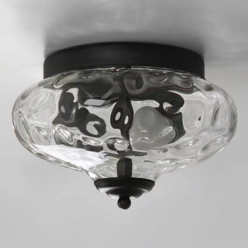 Bella Flush Mount Ceiling Light - Textured Glass Shade