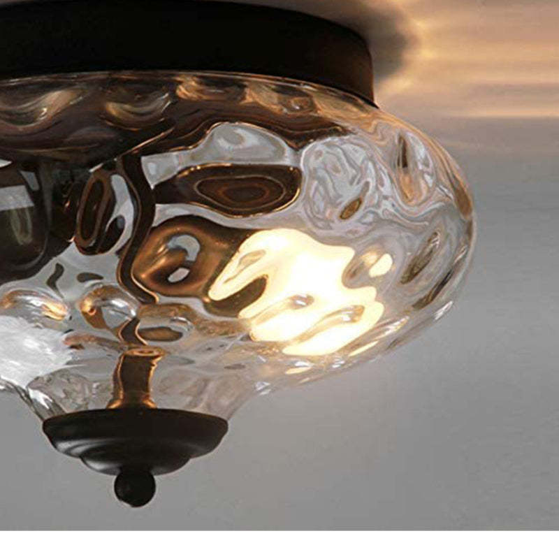 Bella flush mount ceiling light with patterned glass shade