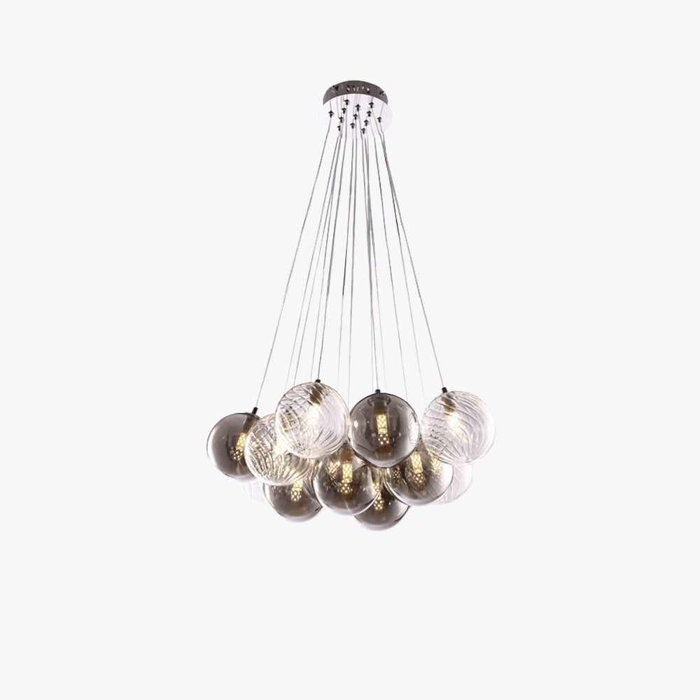 Valentina Modern Pendant Light - Metal and Glass Globe Chandelier