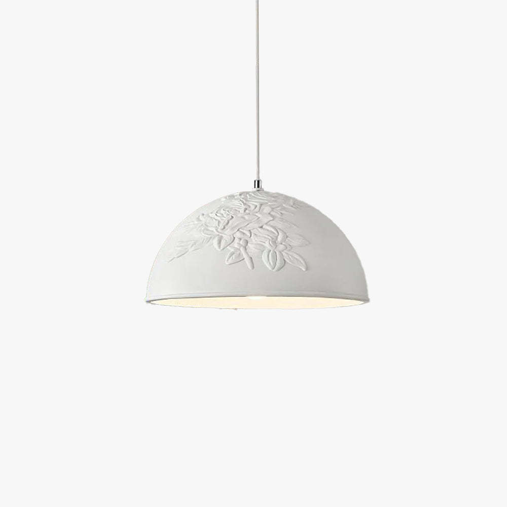 White Elif French Style Pendant Light with floral design