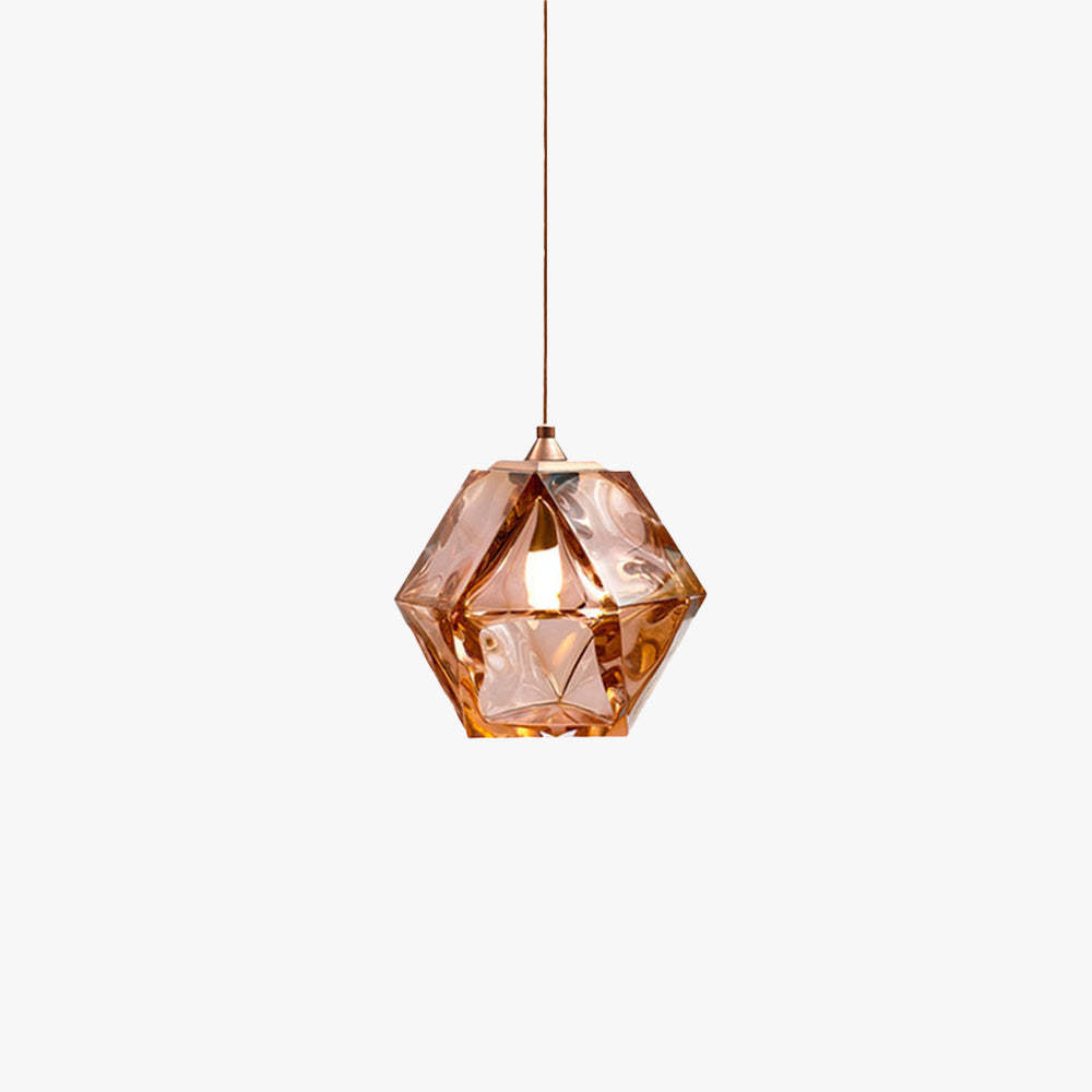 Hailie Polyhedron LED Pendant Light in Rose Gold Finish