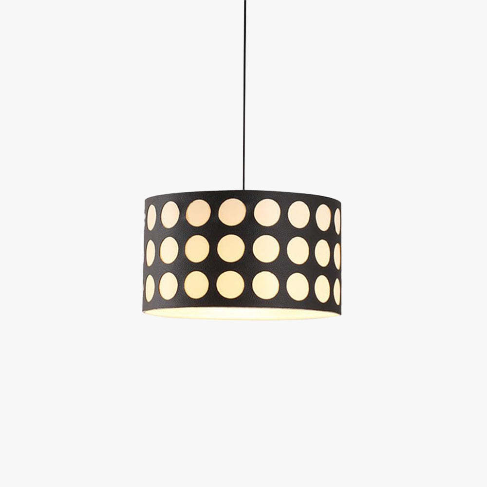 Hailie Retro Round LED Polka Dots Pendant Light - Black Fabric Shade