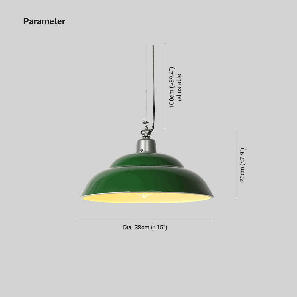 Hailie Green Vintage Industrial Pendant Light Dimensions